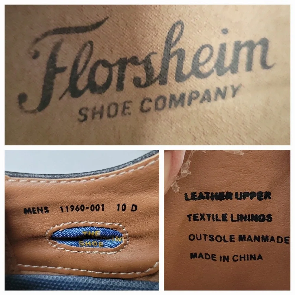 Vintage Florsheim Full Wingtip Brogue Oxford 10D Black‎ Leather Spectators 11960
